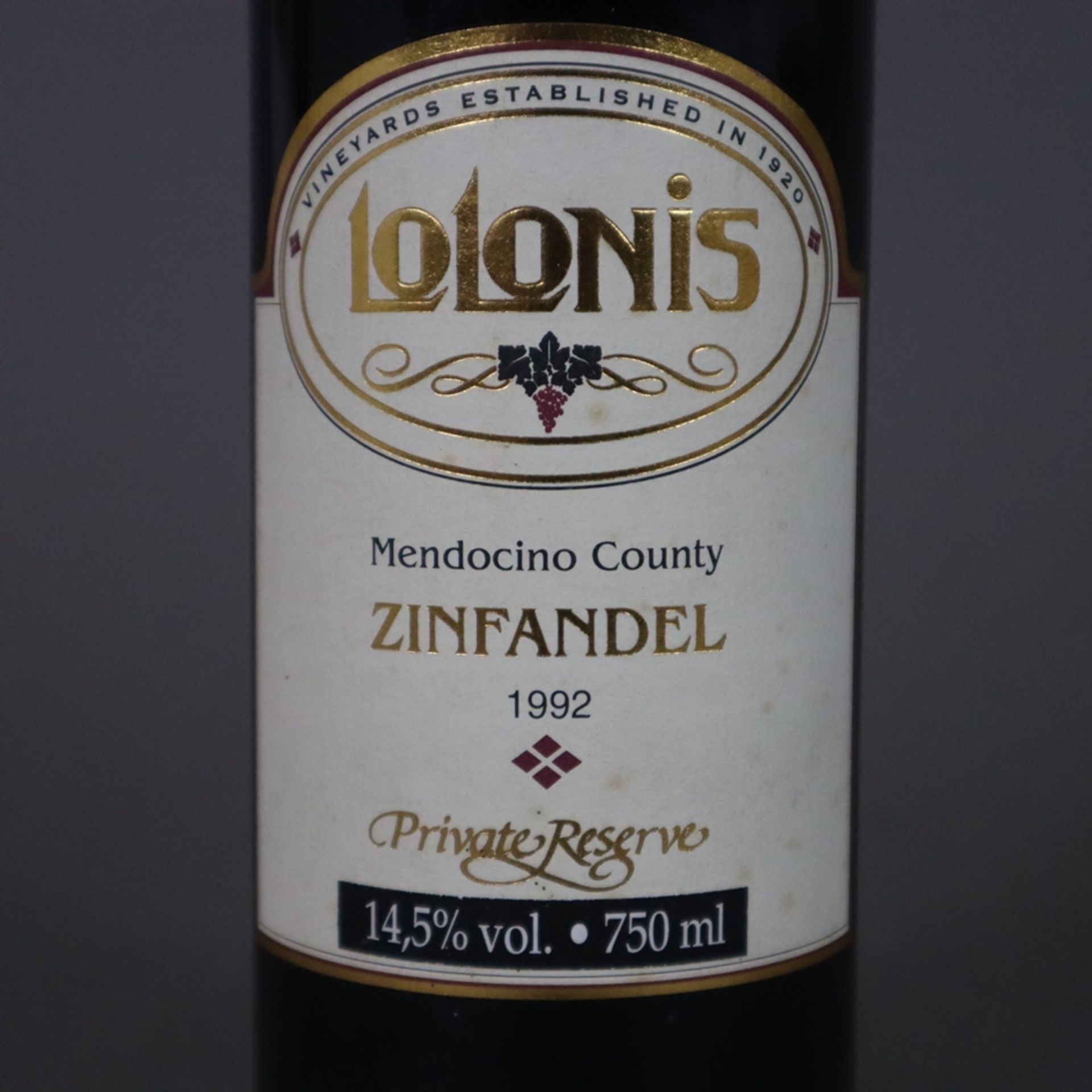 Wein - Lolonis 1992 Zinfandel, Private Reserve, Mendocino County, Lolonis Winery Redwood Valley, US - Image 3 of 4