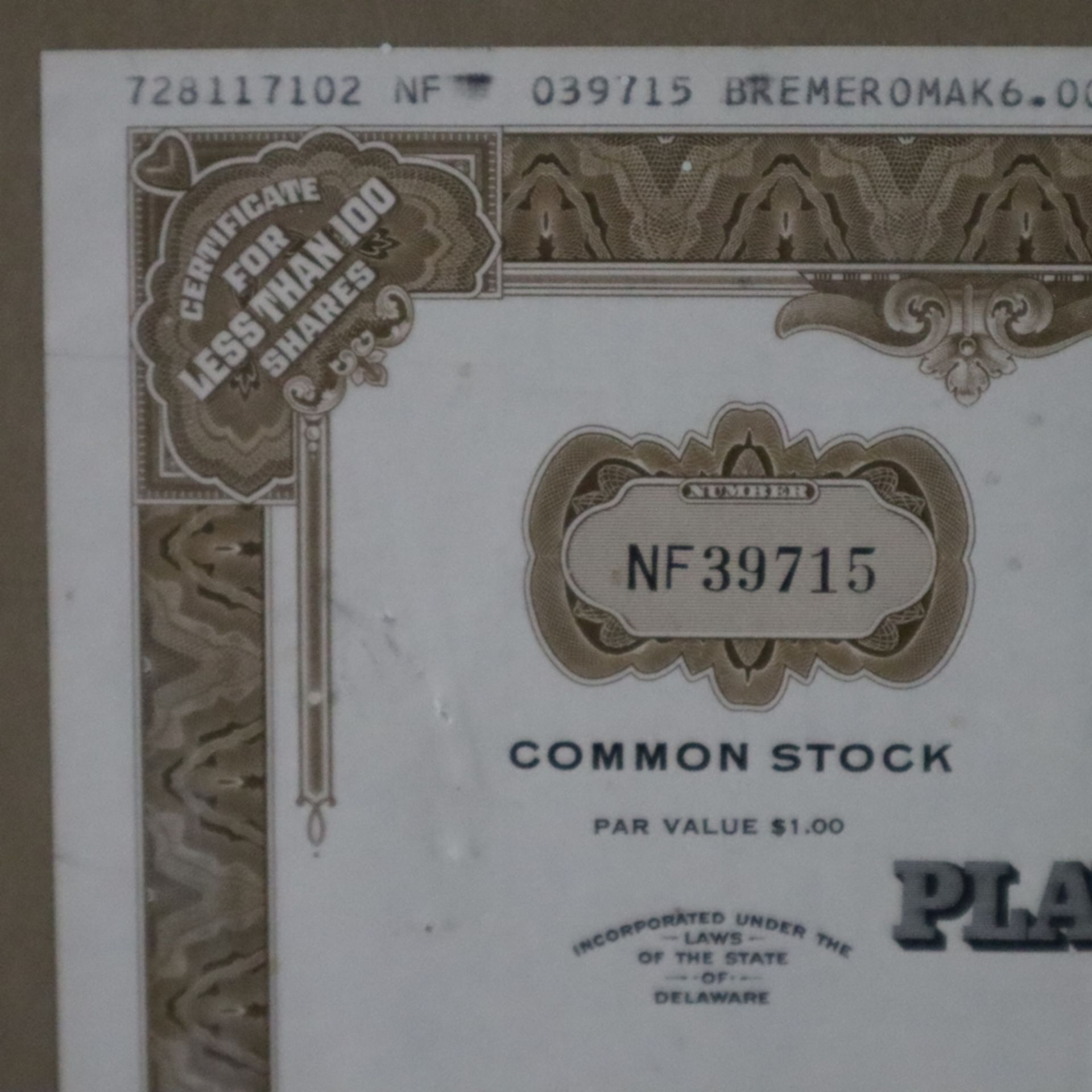 Wertpapier - Playboy Enterprises, Inc. No. NF 39715, datiert 1977, Common Stock, Par Value $1.00, m - Image 5 of 6