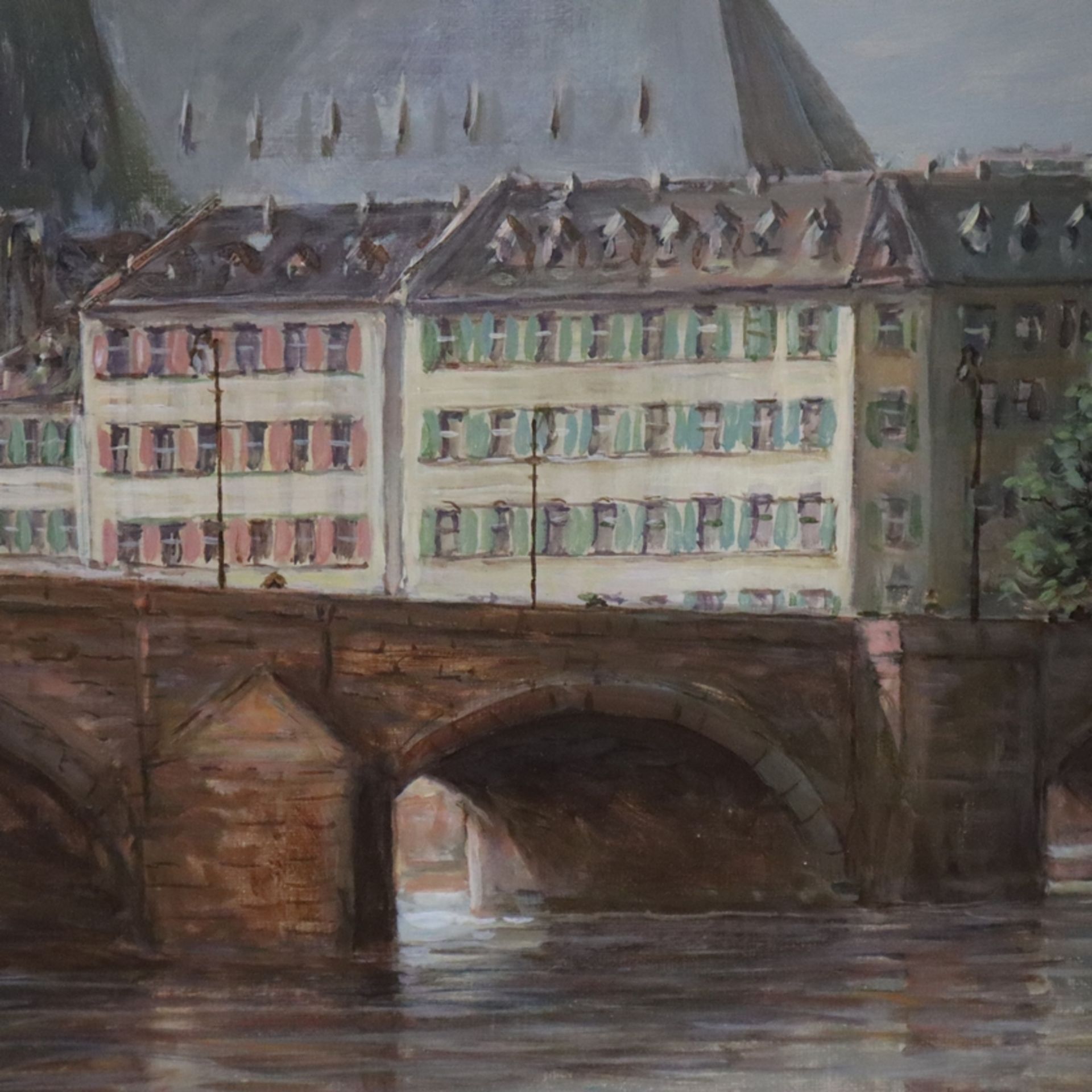 Wolf, Heinz J. (1924-?) - Ansicht von Frankfurt mit alter Brücke und Dom St. Bartholomäus, Öl auf L - Image 7 of 9