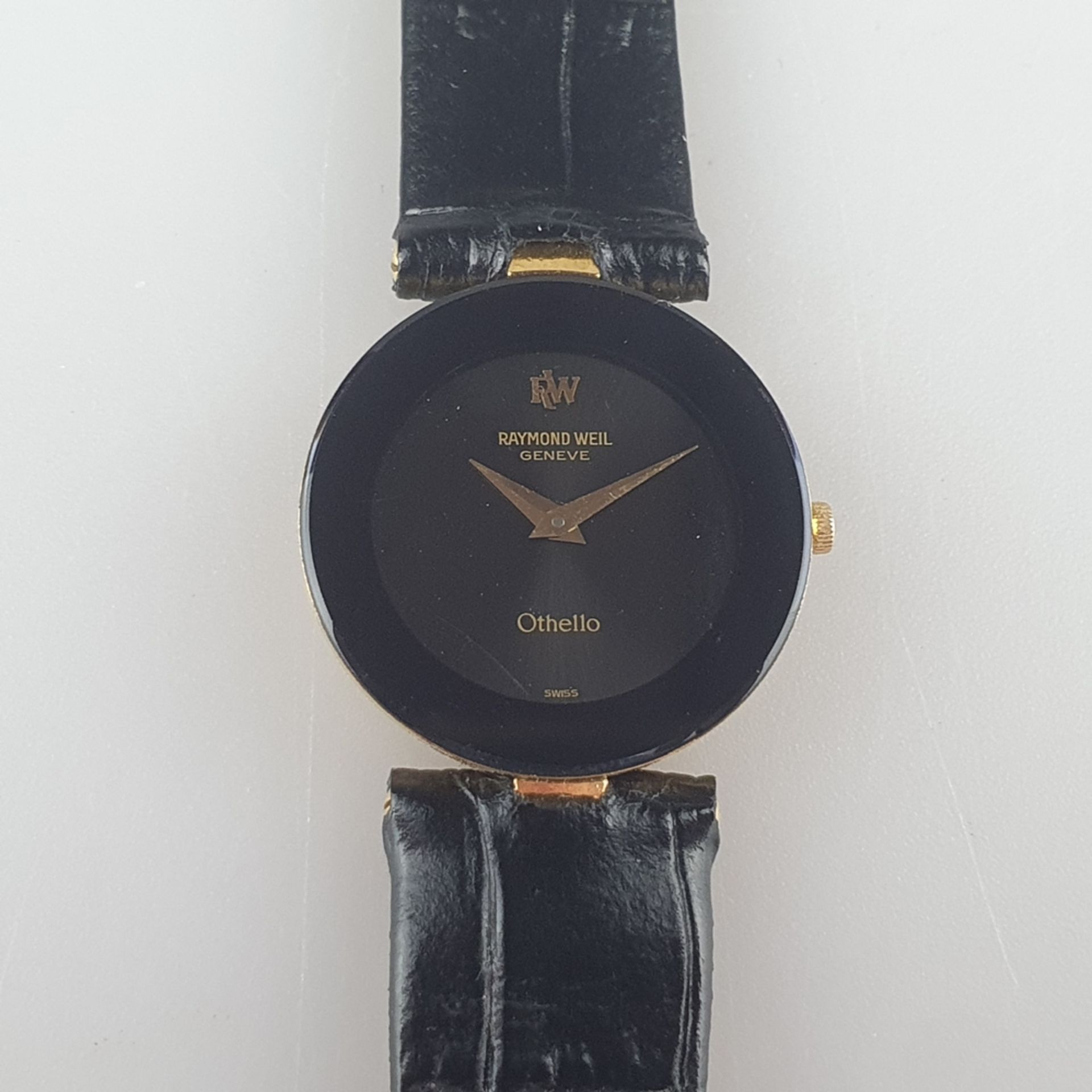 Raymond Weil-Damenarmbanduhr - "Othello", Metallgehäuse 18K gold-plated, schwarzes Zifferblatt mit 