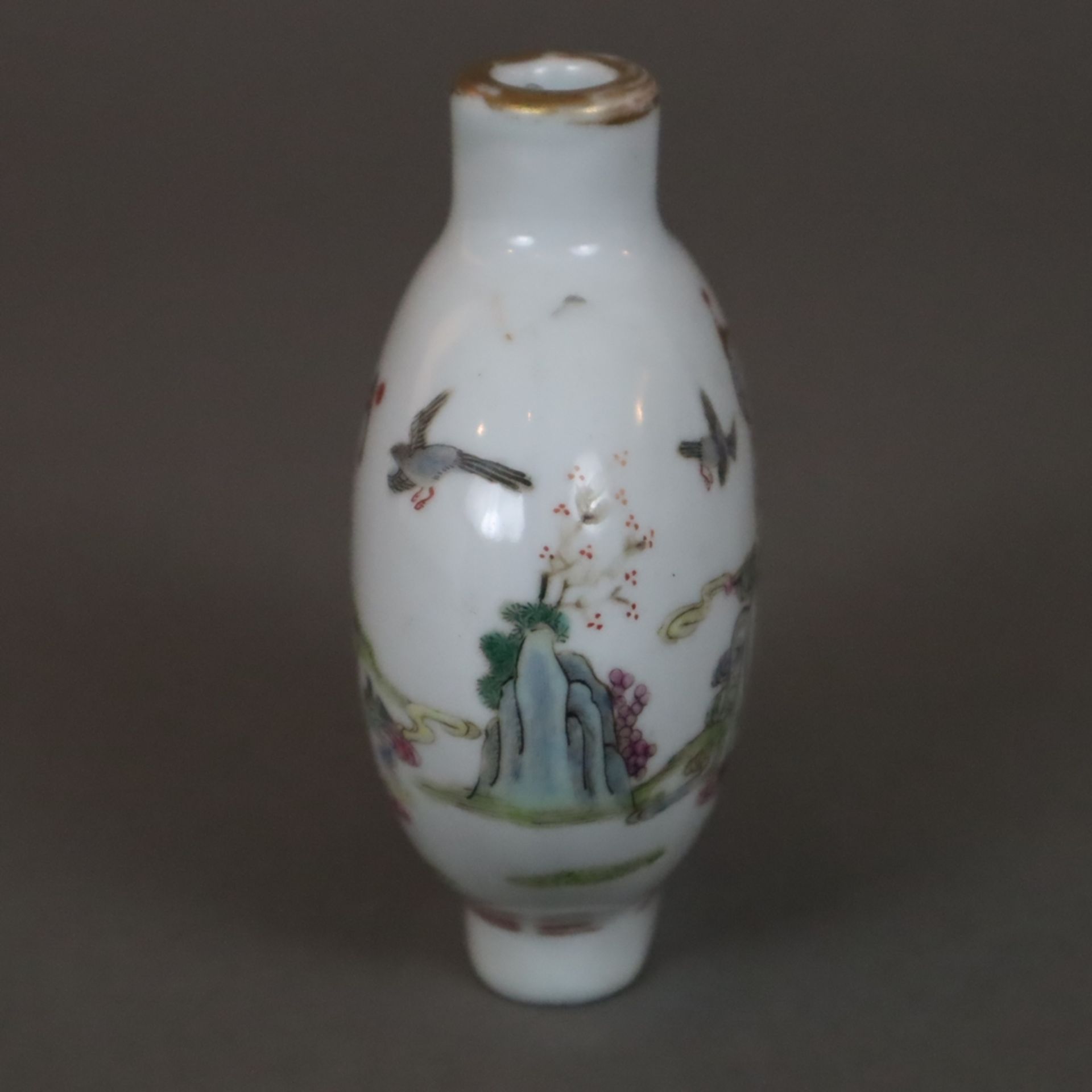Famille rose-Snuffbottle - China frühes 20.Jh., fein gemalter Dekor mit mythischen Figuren in kunst - Image 5 of 6