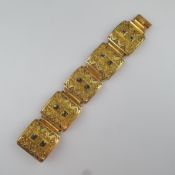 Sehr schweres Vintage Armband - goldfarbenes Metall, innen satiniert, aus fünf miteinander verbunde