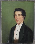 Miniaturportrait eines jungen Mannes - 19./20.Jh., Öl auf Leinwand, Brustbildnis eines dunkelhaarig
