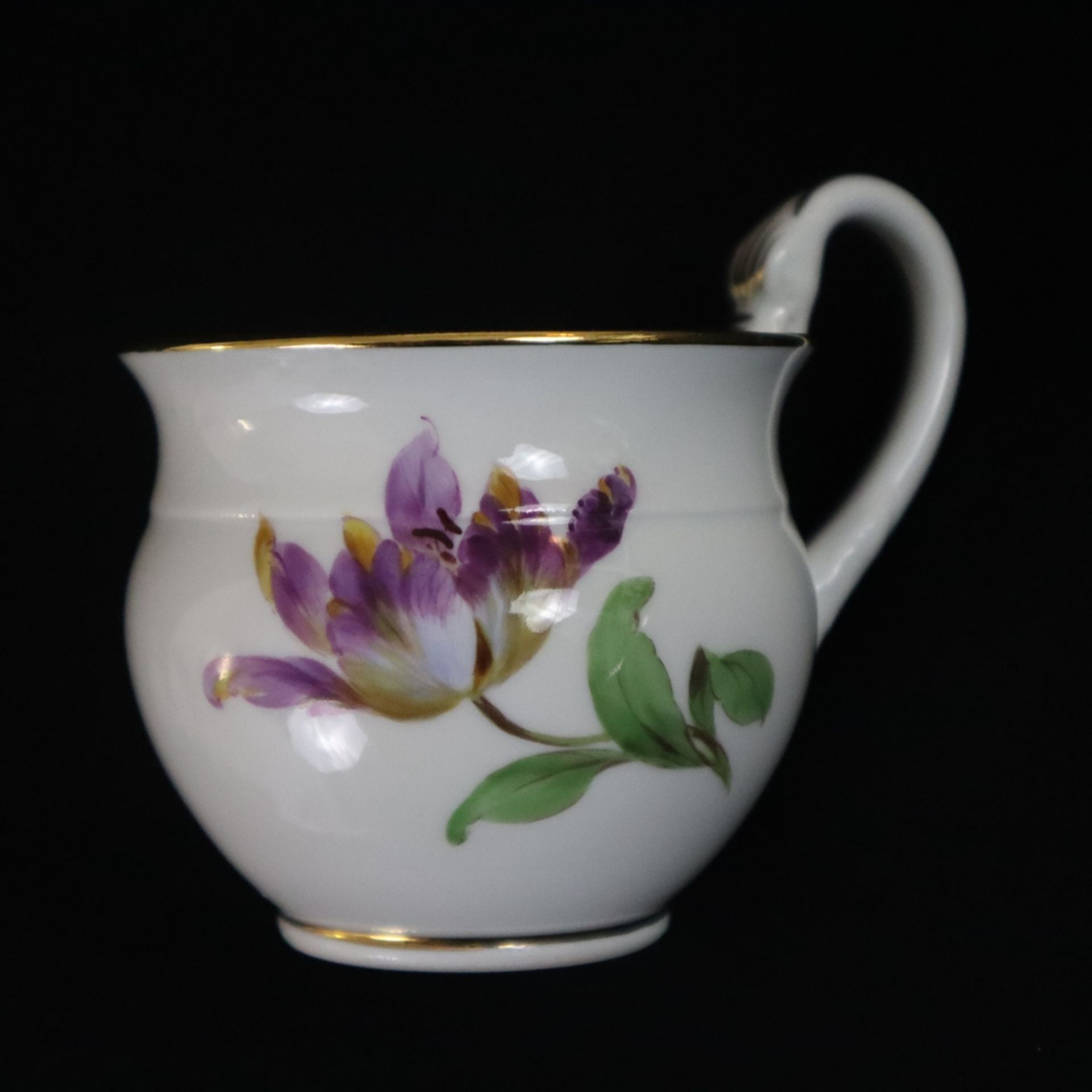 Konvolut Meissen - 5-tlg., Knaufzeit (1850-1924), Porzellan, polychrome Bemalung mit Blumenarrangem - Bild 6 aus 9