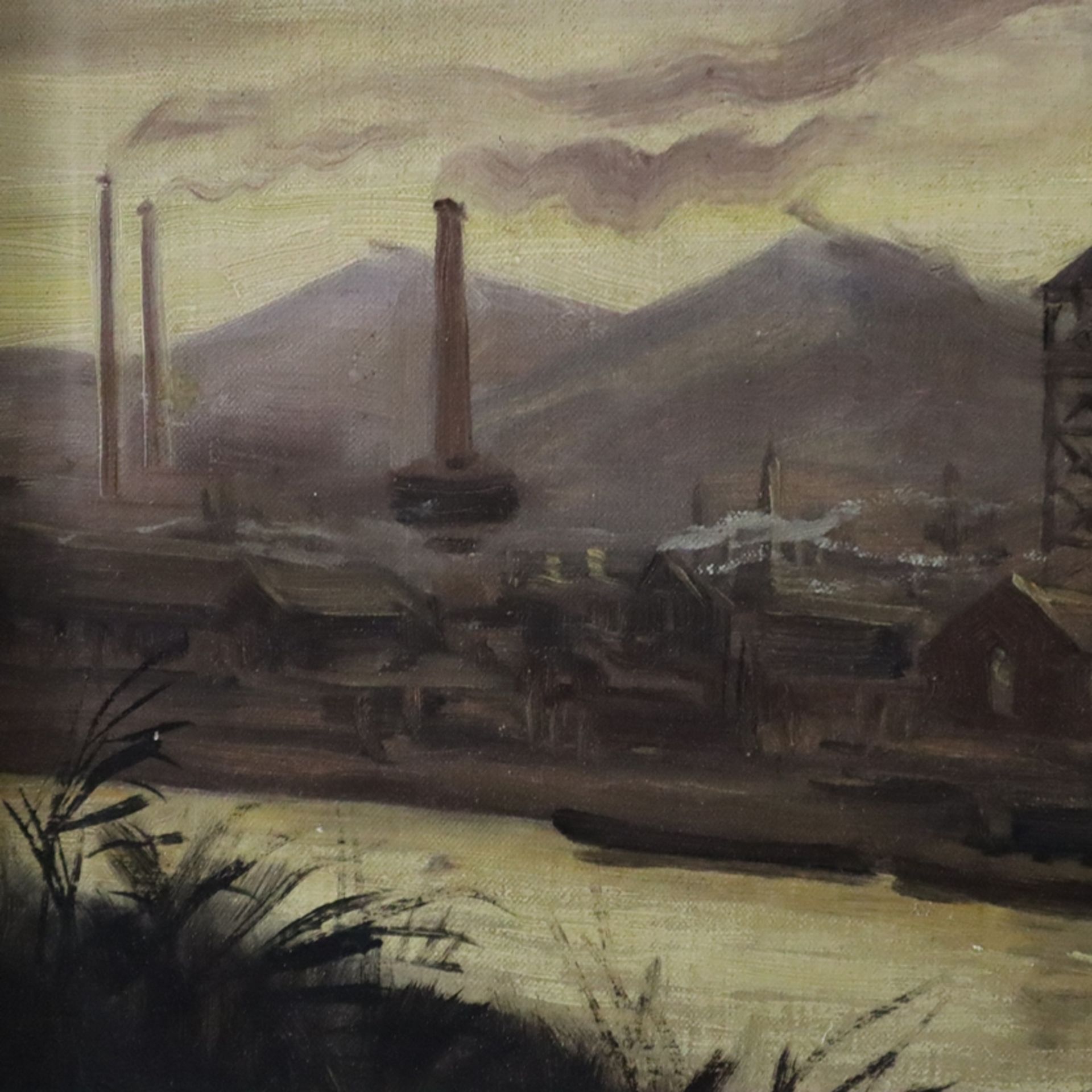 Unbekannte/r Künstler/in (20.Jh.) - Industrielandschaft, um 1920, Öl auf Leinwand, unten links unle - Image 5 of 15