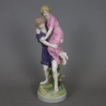 Figurengruppe "Liebespaar" - 20. Jh., Keramik, glasiert, polychrom bemalt, Darstellung eines Mannes