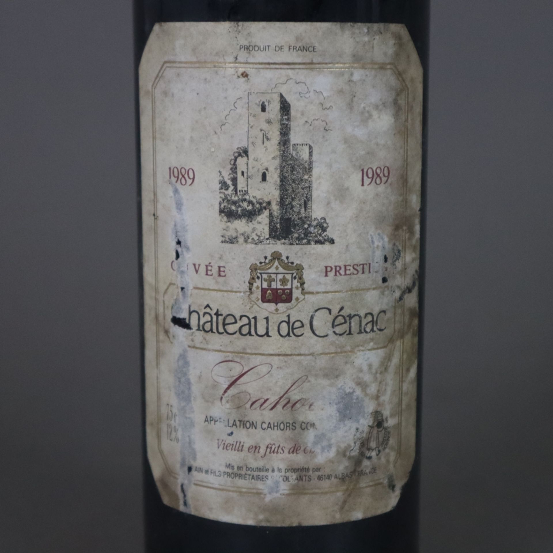 Wein - 1989 Château de Cénac, Cahors, France, 0,7 L, Flasche verschmutzt, Etikett stark beschädigt - Image 3 of 5