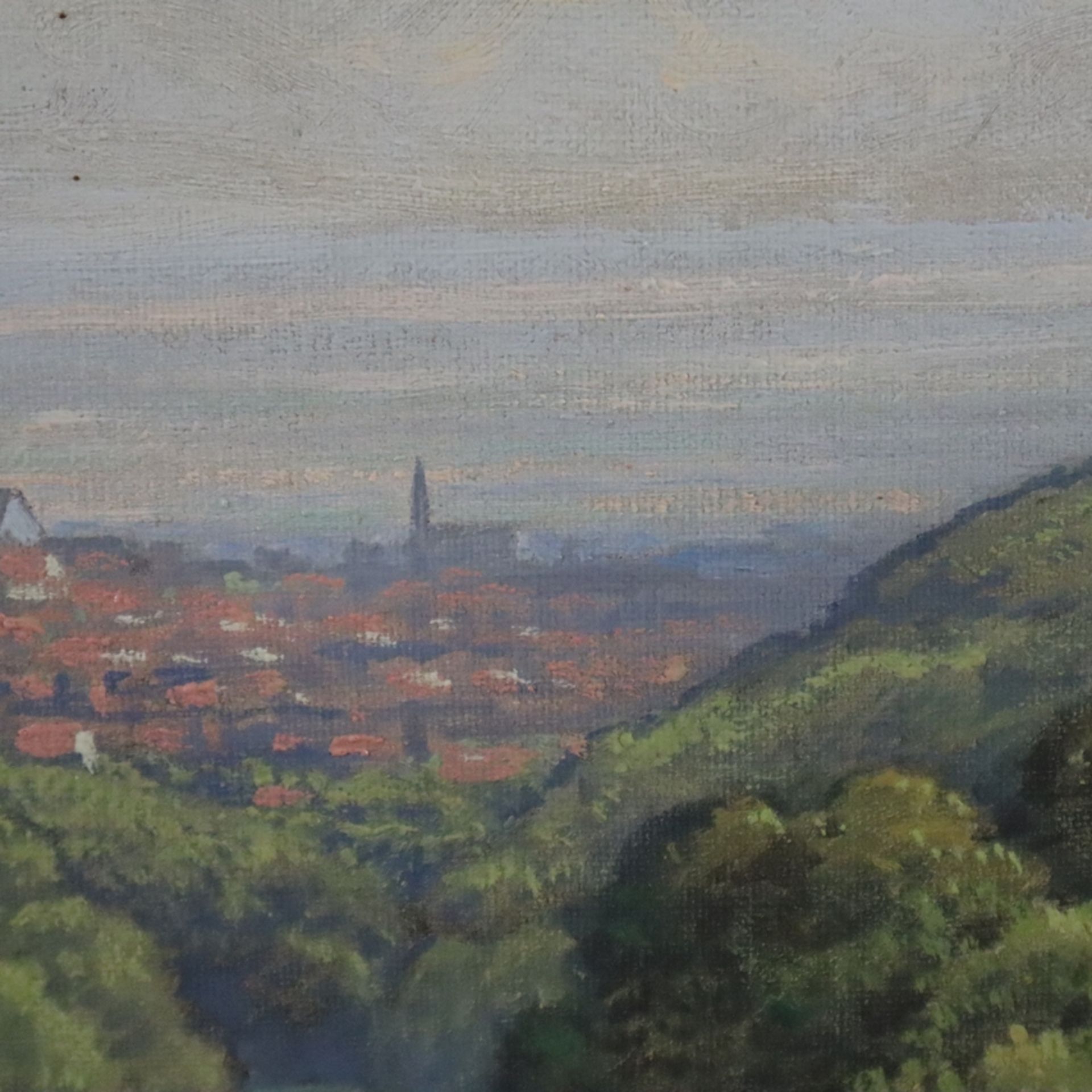 Mohr, Johann Georg (1864 -Frankfurt am Main- 1943) - Taunuslandschaft mit Blick auf Kronberg, Öl au - Bild 6 aus 10