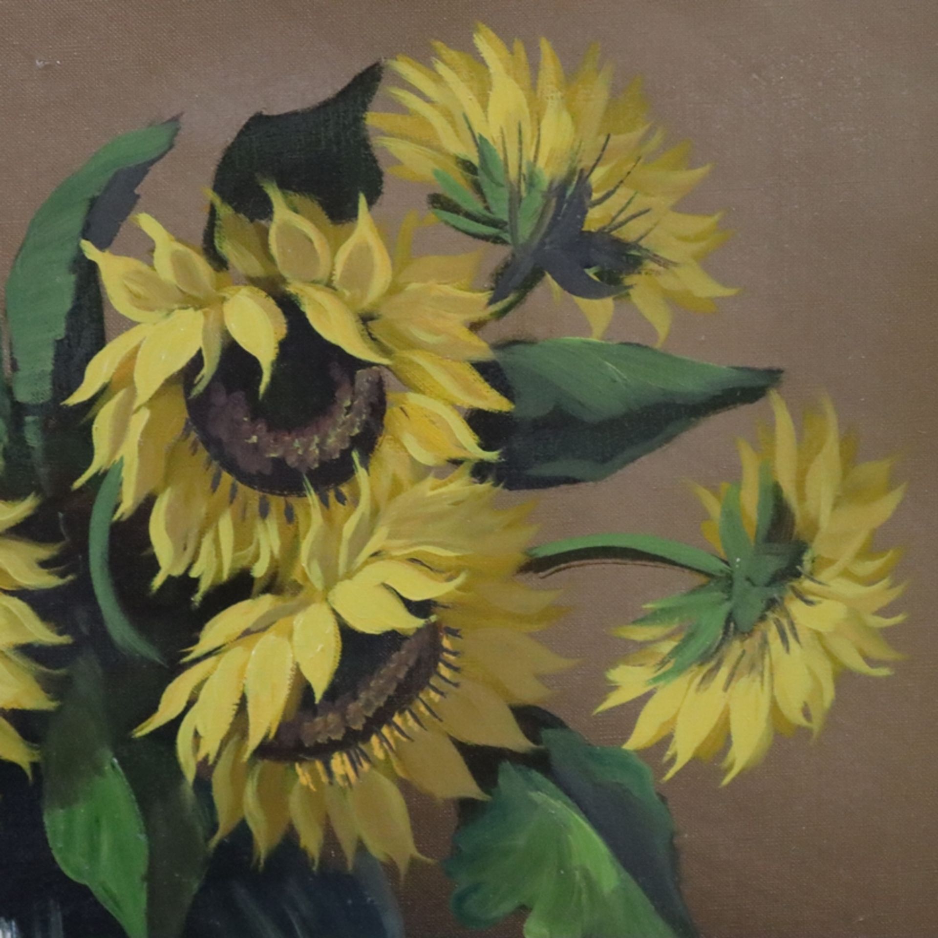 Hofman, H. - Sonnenblumen in Glasvase, Öl auf Leinwand, rechts unten signiert, ca. 50 x 70 cm, mit  - Bild 5 aus 8