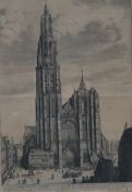 Hollar, Wenzel (1607 Prag - 1677 London) - Die Kathedrale von Antwerpen, Kupferstich, im Druck beze