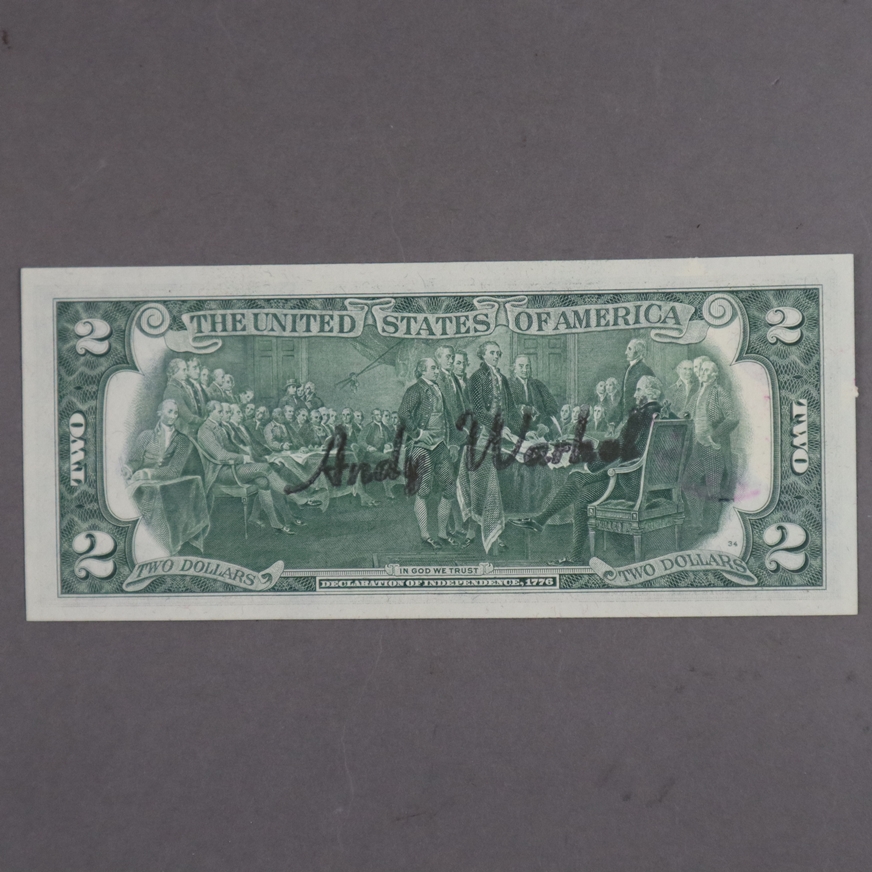 Warhol, Andy (1928 Pittsburgh - 1987 New York) - „Two Jefferson's Dollars“, 2 Dollarnote mit Signat - Image 4 of 5