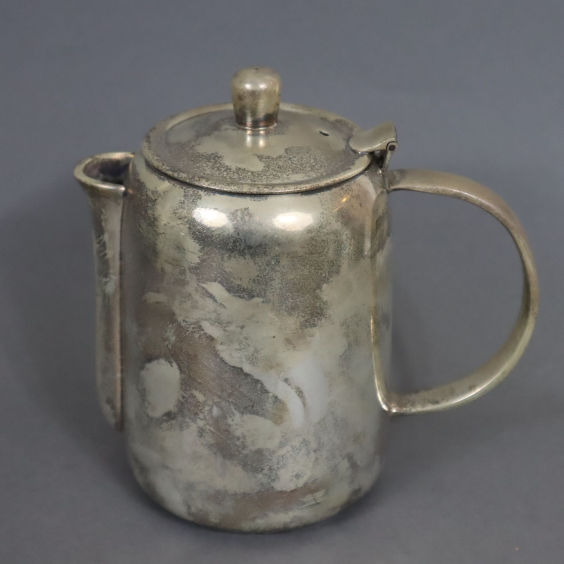 Art Déco-Kaffee- und Teekern - schweres Metall, versilbert, 4-tlg.: 1x Kaffeekanne, H.ca.16,5cm, 1x - Bild 2 aus 7