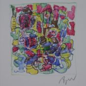 Agner, Hans Peter (1933 München - 1989 Eschenlohe) - Bunte Abstraktion, Farbzeichnung auf Papier, u
