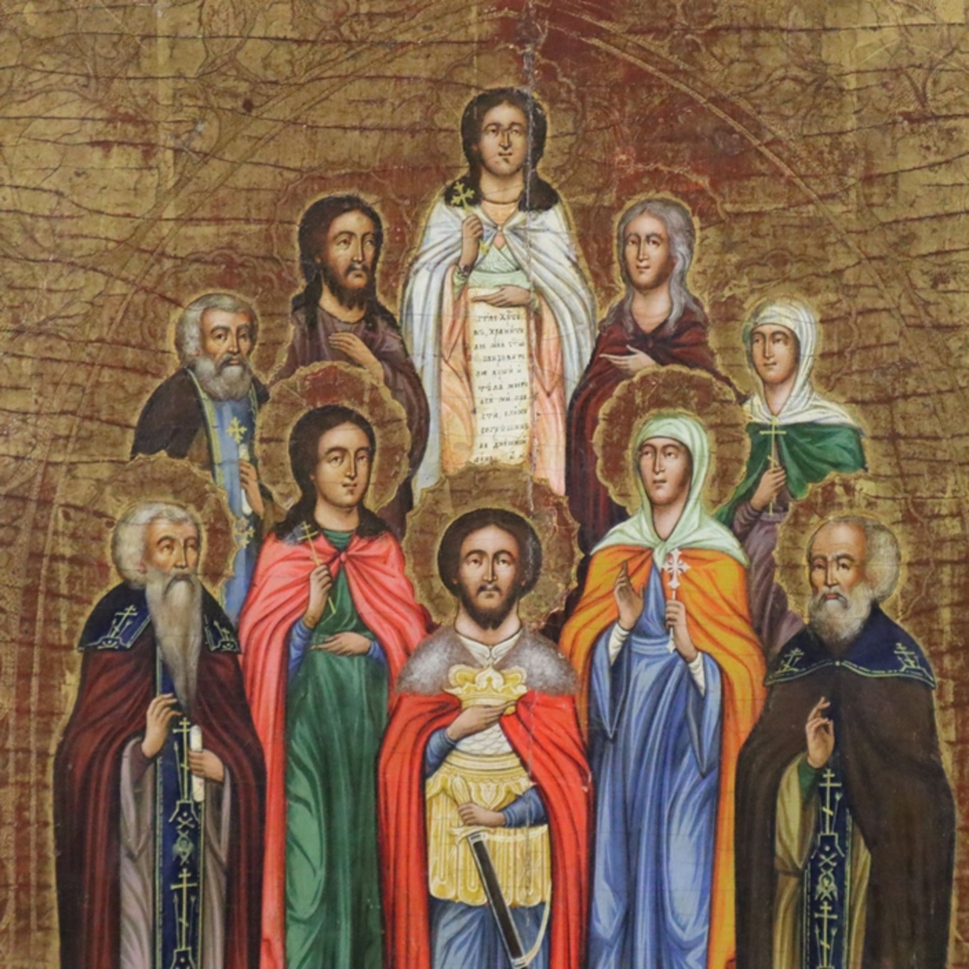 Patronatsikone mit Alexander Newski und weiteren Heiligen - Russland, ausgehendes 19. Jh., Eitemper - Image 2 of 14