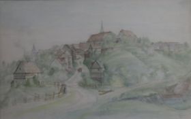 Becker, Peter (1828 Frankfurt-1904 Soest, zugeschrieben) - Ansicht von Waldeck, Aquarell über Bleis