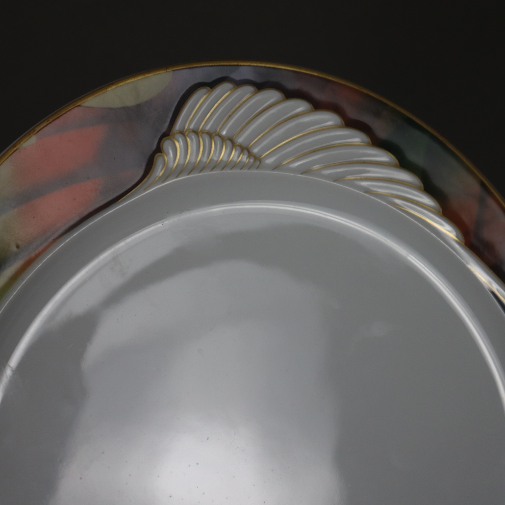 6 Teller und 1 Schüssel - Rosenthal, Porzellan, Form "Mythos" mit reliefiertem Flügelmotiv, Entwurf - Image 3 of 5