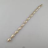 Bicolor-Diamantarmband - Gelb-/Weißgold 585/000 (14 K), gestempelt, ca. 6 mm breit, 11 Glieder bese