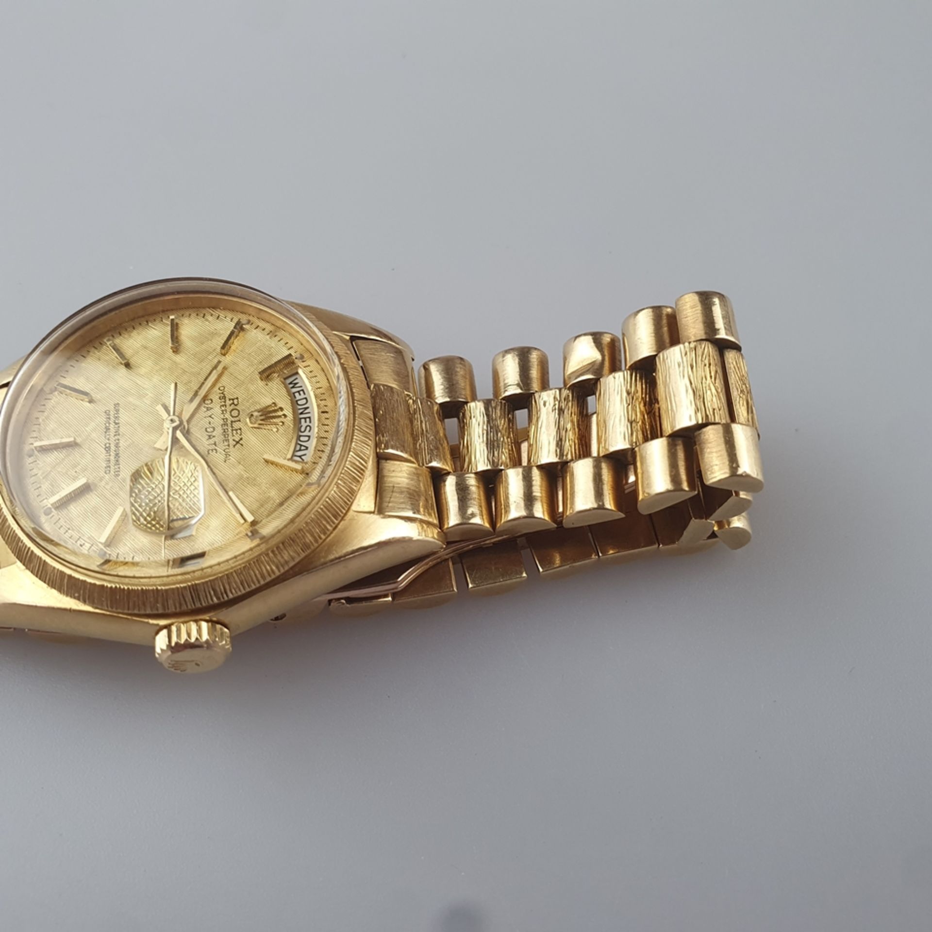 Rolex-Herrenarmbanduhr - "Day-Date", Gehäuse 18K-Gelbgold , 1807 Borke, Automatik, goldfarbenes Zif - Image 4 of 9