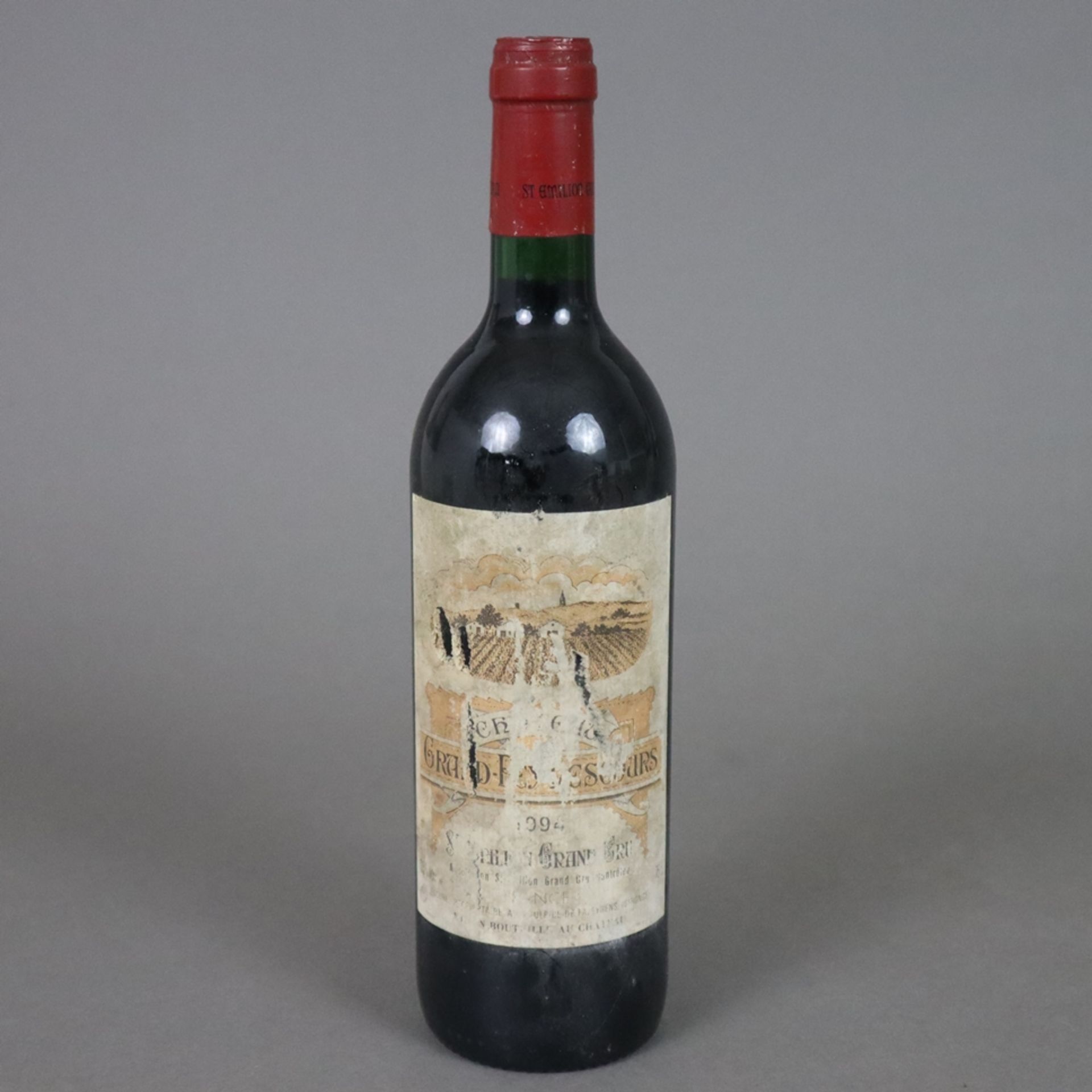 Wein - 1994 Château Grand-Pey-Lescours, Saint-Émilion Grand Cru, France, 0,7 L, Flasche verschmutzt