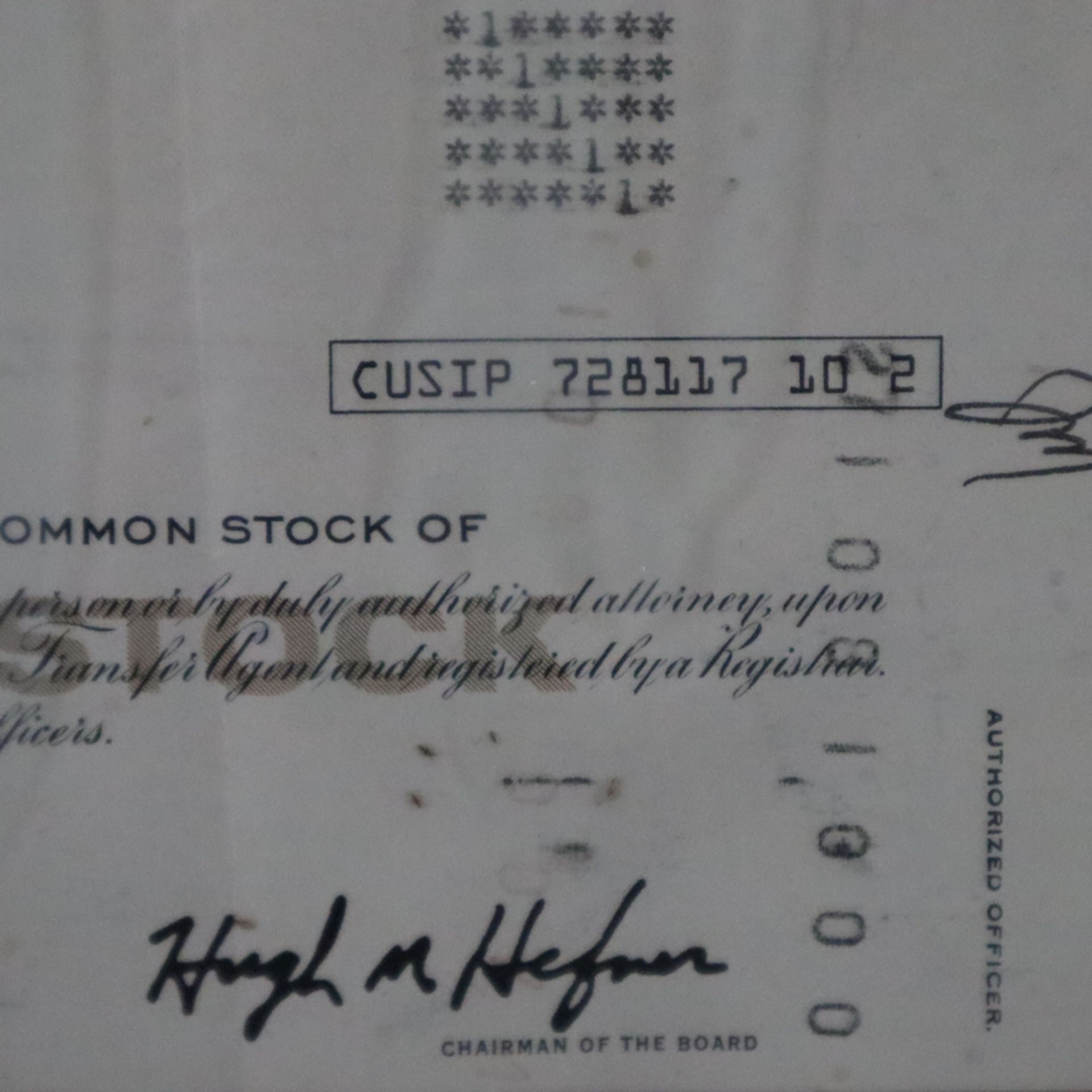 Wertpapier - Playboy Enterprises, Inc. No. NF 39715, datiert 1977, Common Stock, Par Value $1.00, m - Image 6 of 6