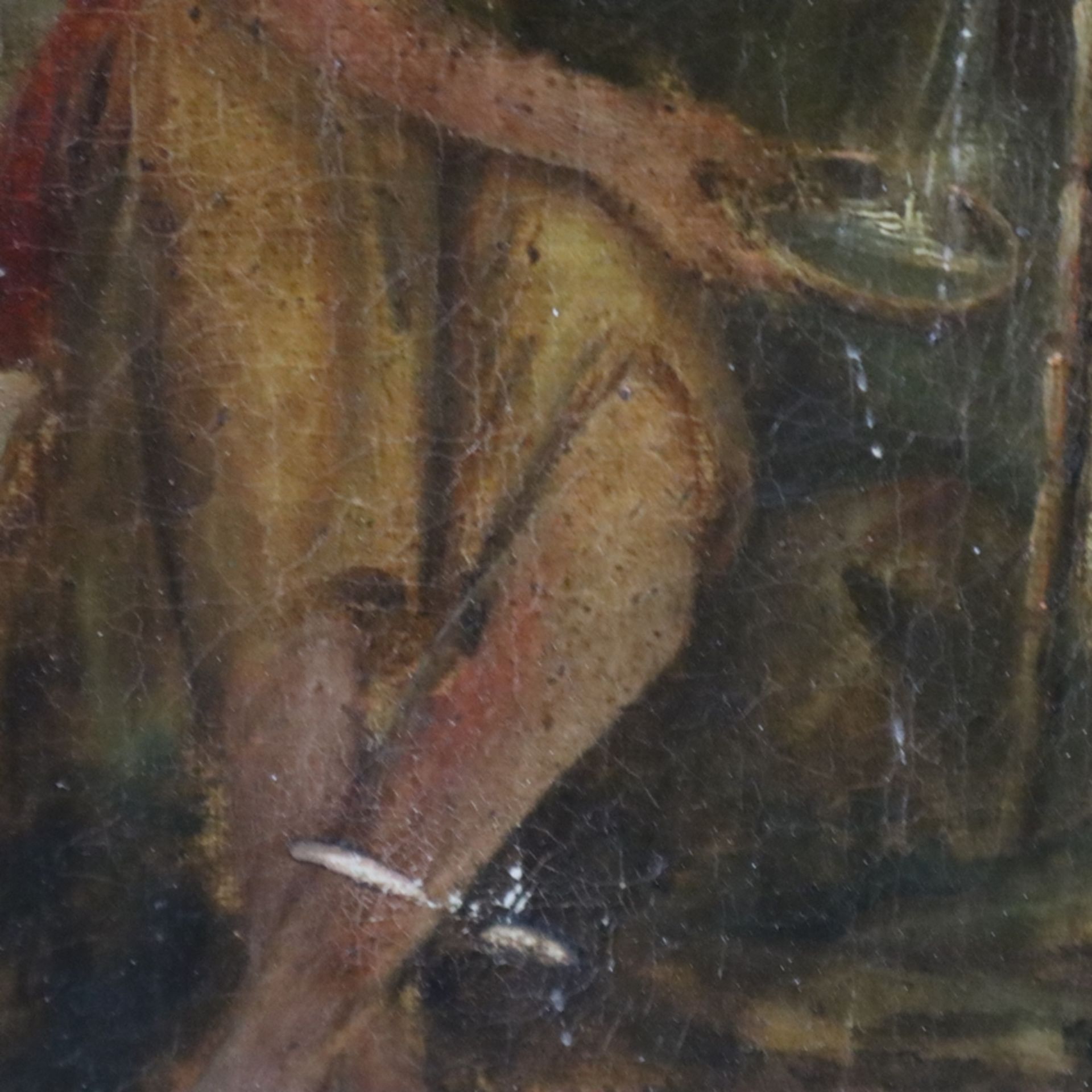 Sakralmaler -wohl 18. Jh.- Hl. Johannes der Täufer am Brunnen, Öl auf Leinwand, unsigniert, feines  - Bild 7 aus 9