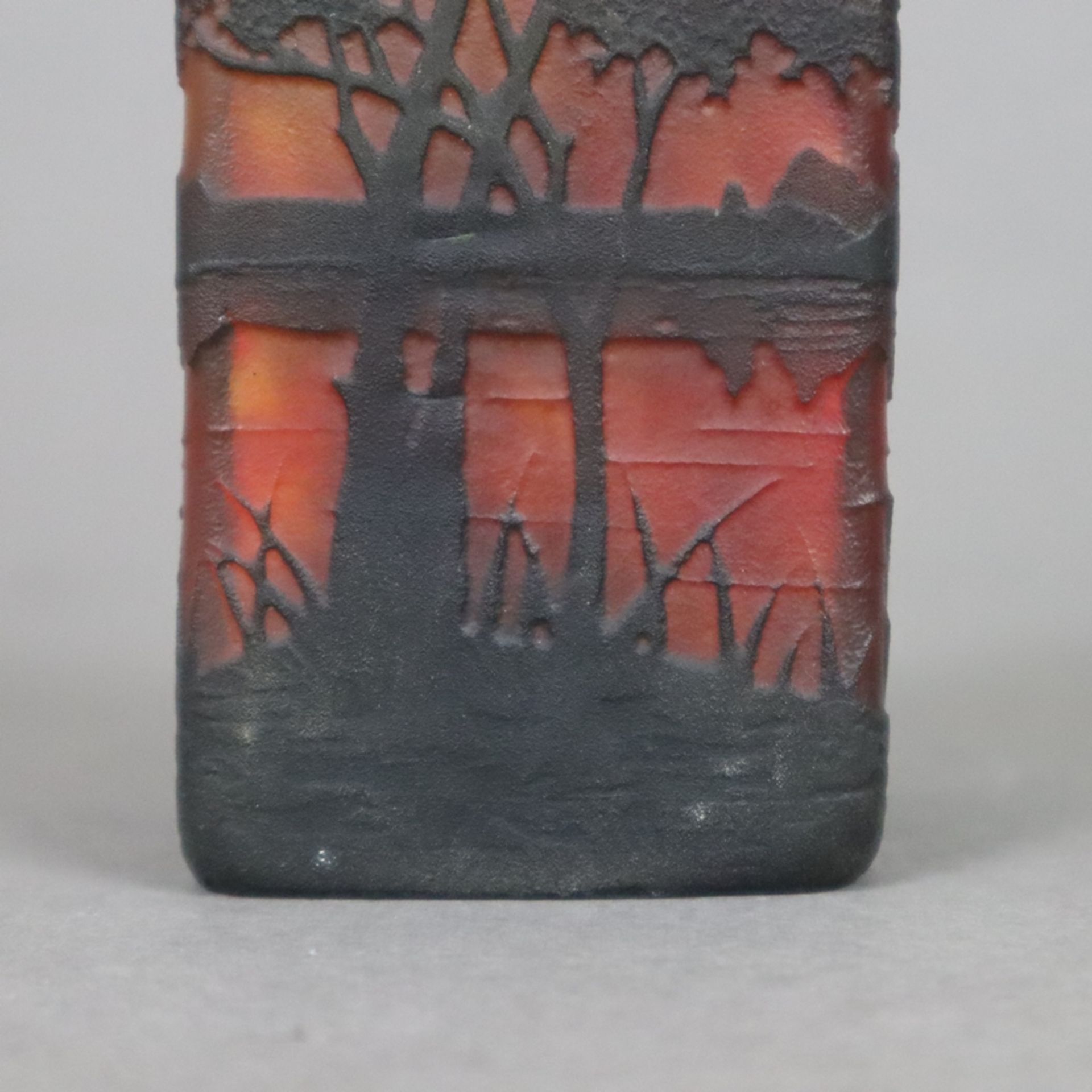 Miniaturvase "Paysage, soleil couchant" - Daum Frères, Nancy, hochrechteckig, Überfangglas, farblos - Bild 4 aus 10