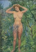 Willgerödt-Brünner, Dora (1887 Karlsruhe- 1983 Marburg) - Weiblicher Akt im Garten, Öl auf Leinwand