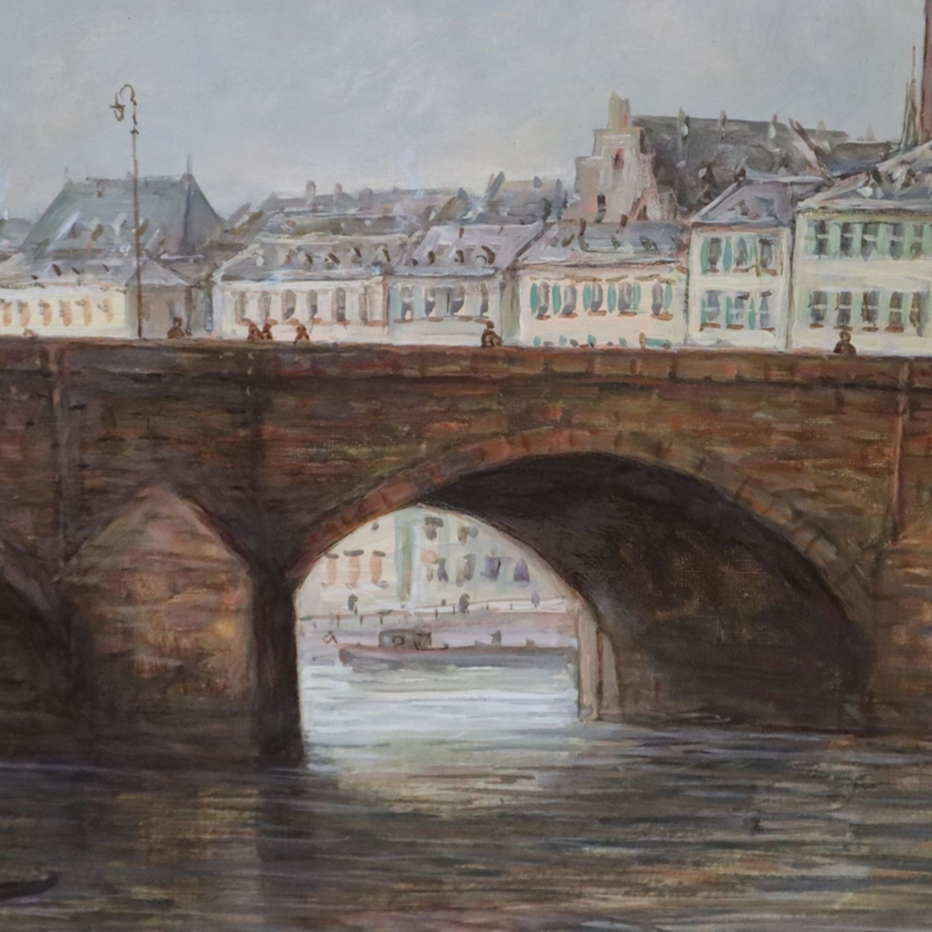 Wolf, Heinz J. (1924-?) - Ansicht von Frankfurt mit alter Brücke und Dom St. Bartholomäus, Öl auf L - Image 5 of 9