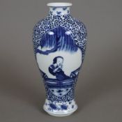 Meiping-Vase - China 20.Jh., Porzellan, umlaufend in Unterglasurblau bemalt mit figürlich besetzten