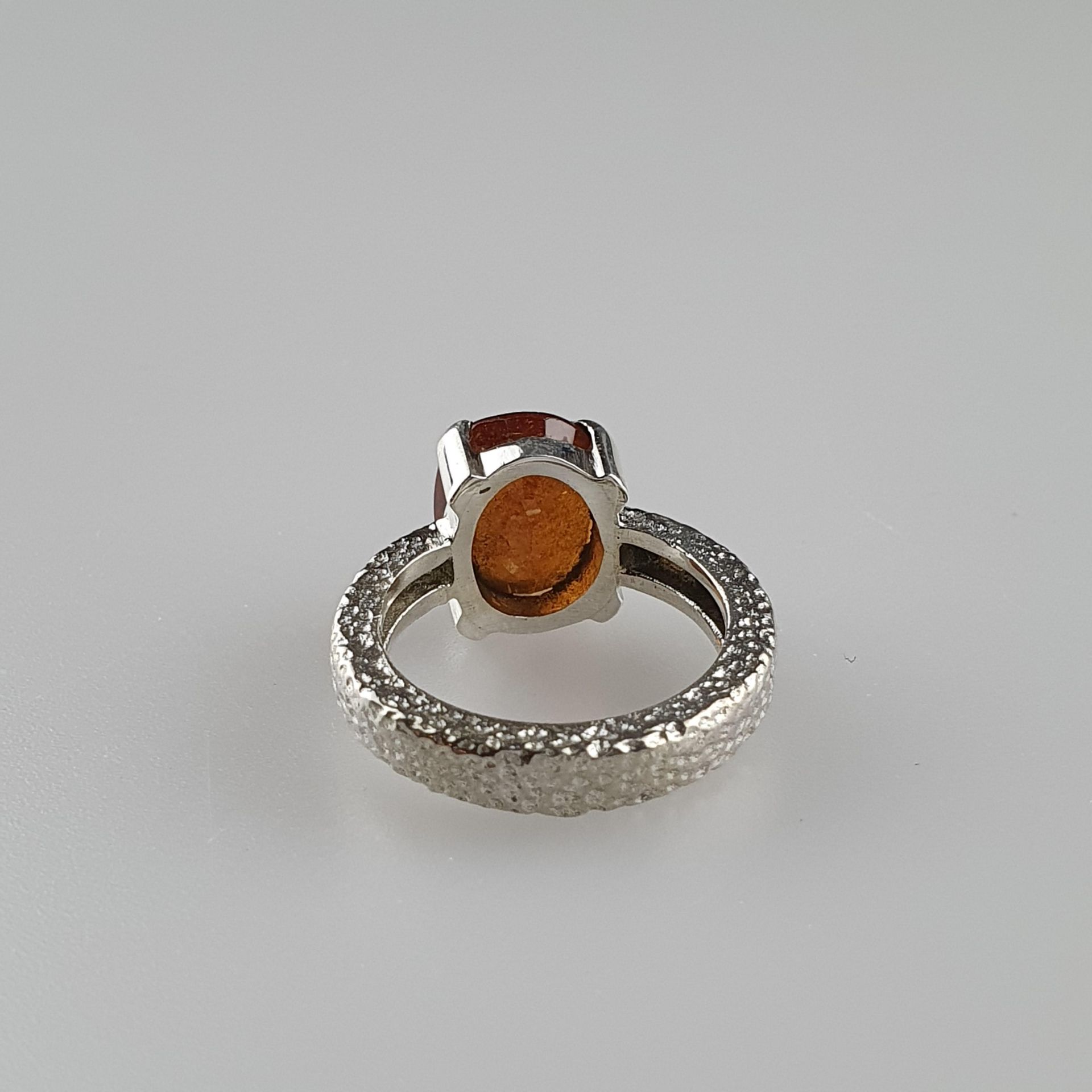 Hessonit (Granat) Ring - 925er Silber, Ringkopf besetzt mit oval facettiertem Hessonit, ca.4,5ct, R - Bild 3 aus 5