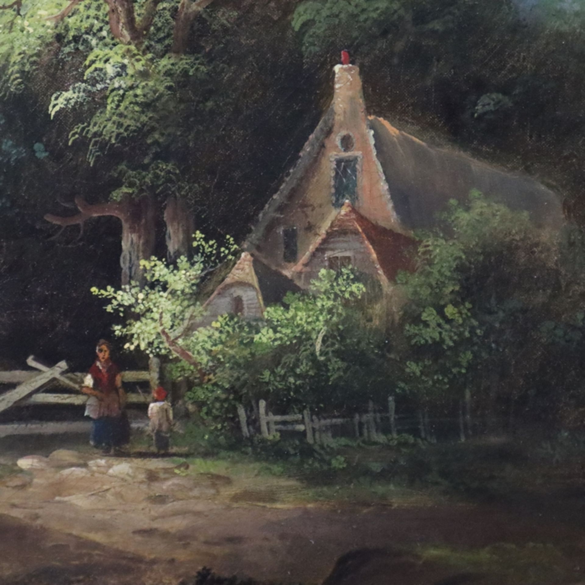 Howard, Vernon (1840-1902 ) - Romantische Landschaft mit Cottage, Öl auf Leinwand, rechts unten in - Image 4 of 12