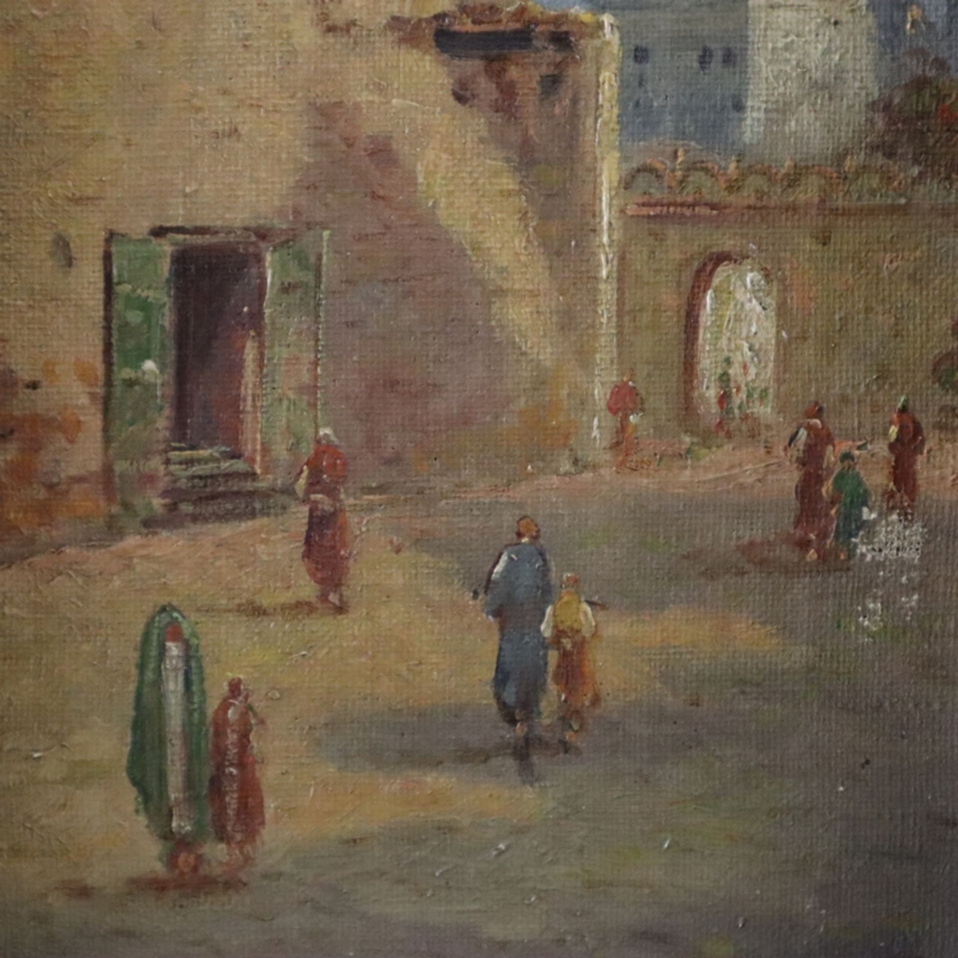 Rovello, G. (20. Jh.) - Orientalische Straßenszene mit Figurenstaffage, Öl auf Leinwand, unten rech - Image 3 of 7