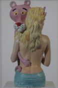 Koons, Jeff (1955 York/USA) - "Pink Panther" (1998), Multiple, Kunstpostkarte, Handsignatur mit Dat