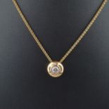 Diamantanhänger mit Kette - Gelbgold 750/000 (18 K), Kette gestempelt mit Feingehalt „750“ + Herste