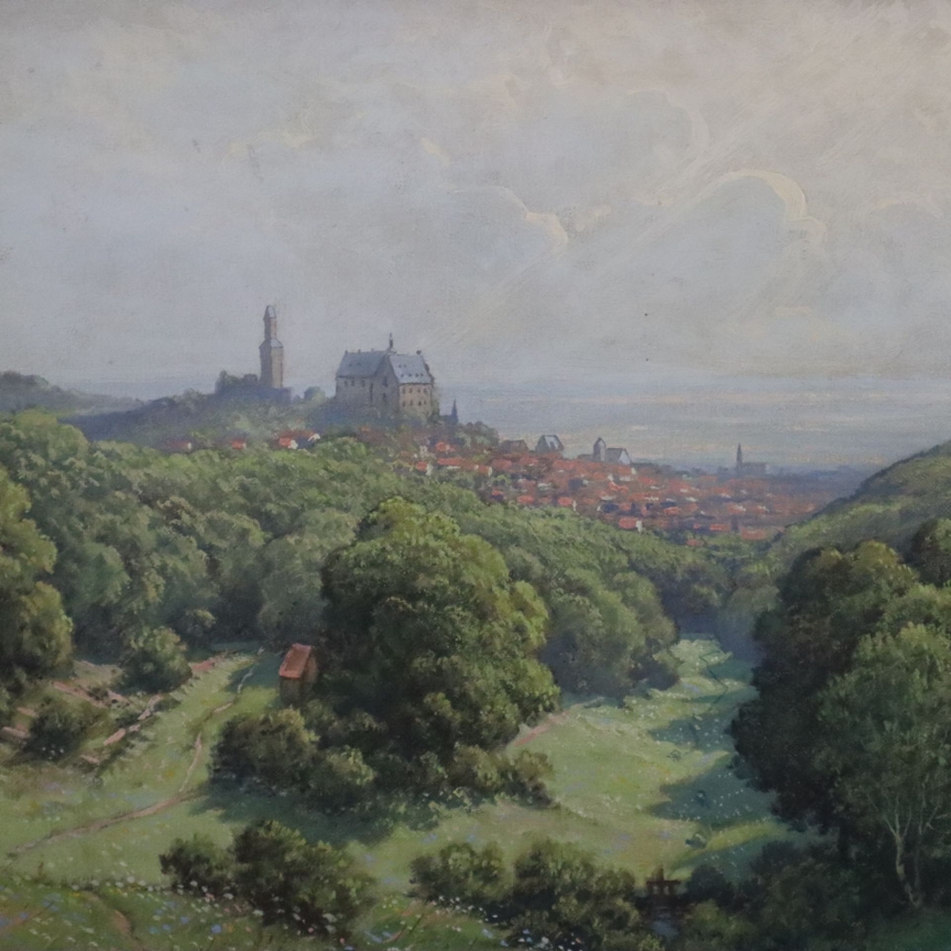 Mohr, Johann Georg (1864 -Frankfurt am Main- 1943) - Taunuslandschaft mit Blick auf Kronberg, Öl au - Image 3 of 10