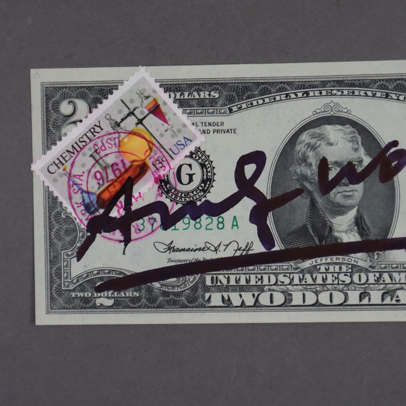 Warhol, Andy (1928 Pittsburgh - 1987 New York) - „Two Jefferson's Dollars“, 2 Dollarnote mit Signat - Image 3 of 5