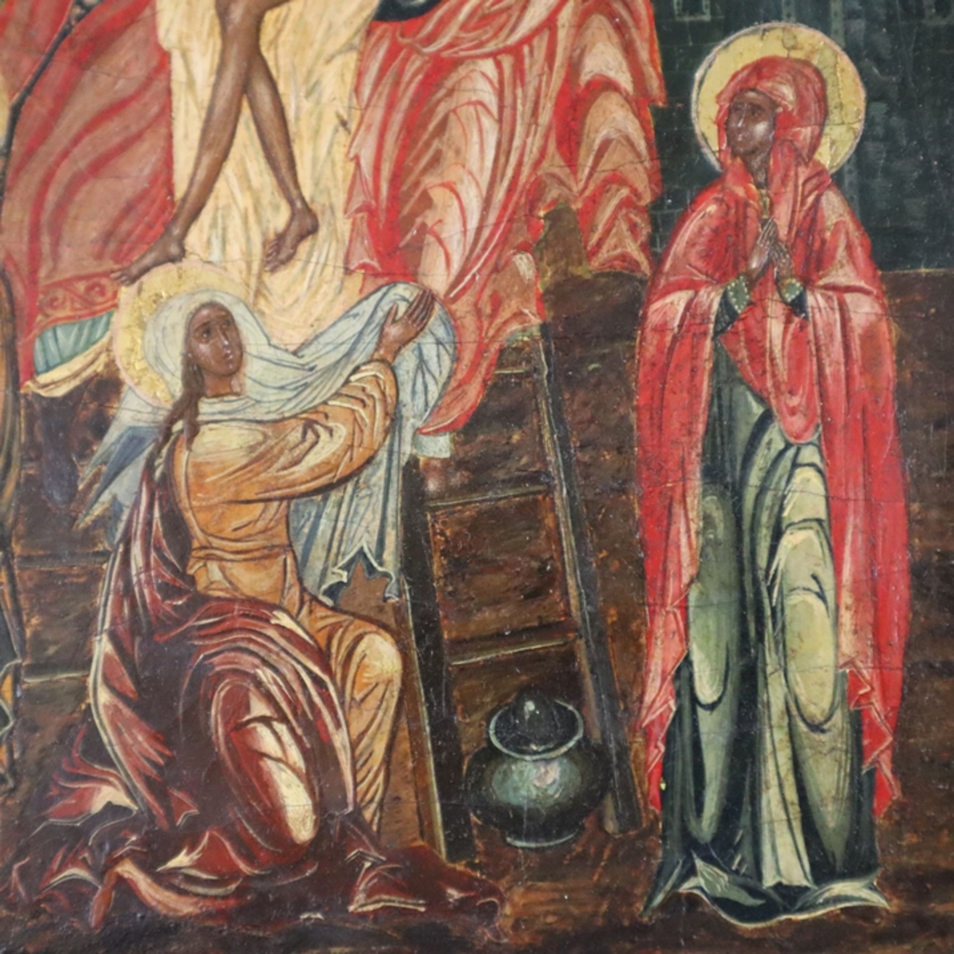 Reise-Triptychon mit Kreuzabnahme - Russland, 19. Jh., Temperamalerei mit Gold auf Holz, Mittelteil - Bild 5 aus 11