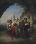 Weller, Theodor Leopold (1802 -Mannheim- 1880) - Am süditalienischem Wallfahrtsort angekommene Pilg