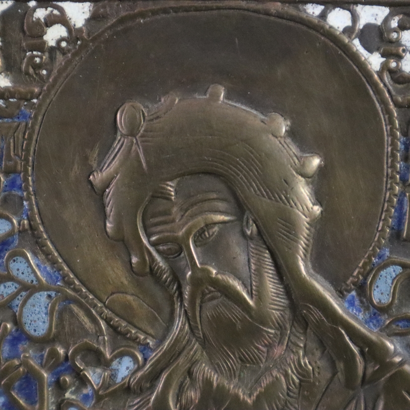 Zwei Reiseikonen - Russland, 19. Jh., Bronzelegierung, teils emailliert, 1x "Johannes der Täufer" r - Image 3 of 10