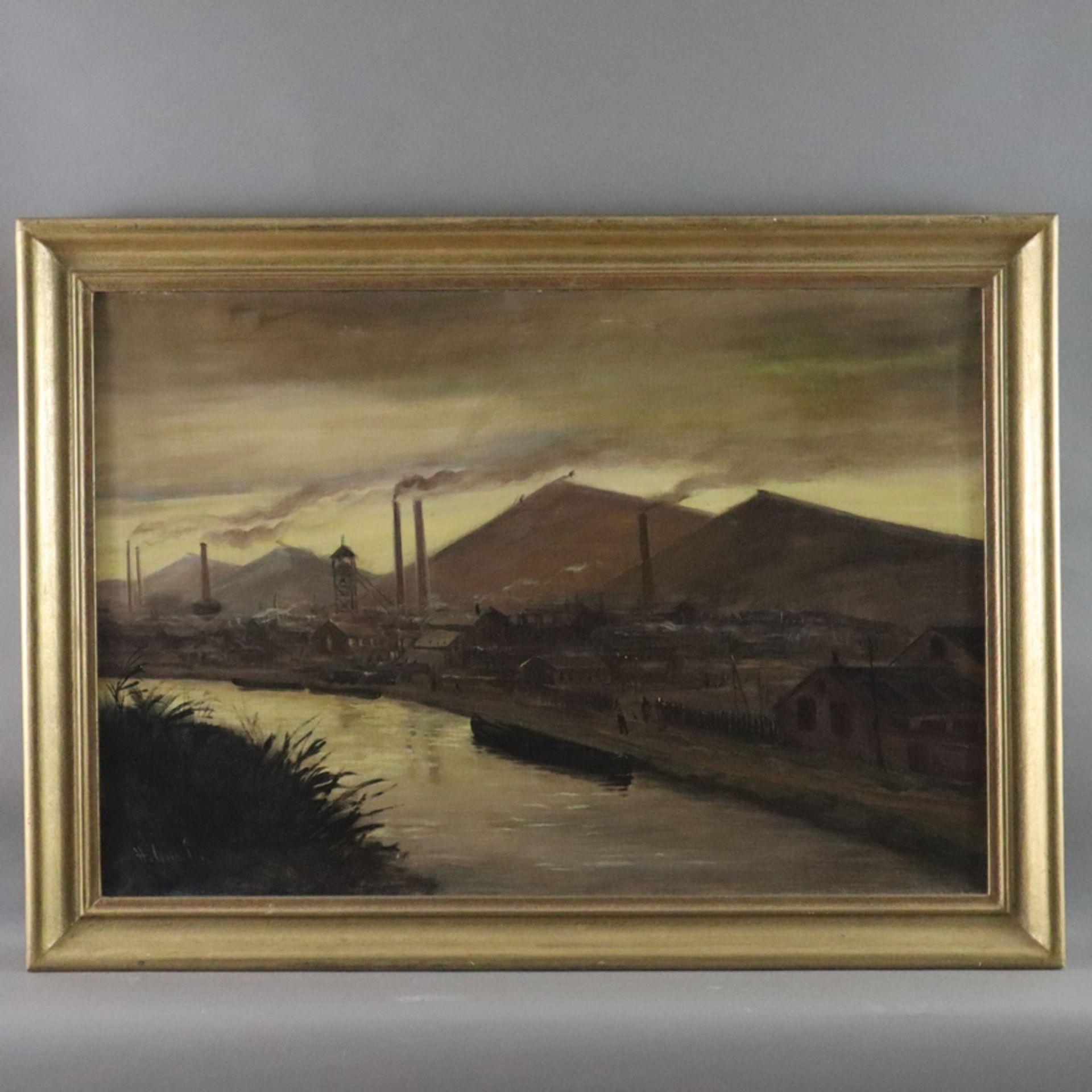 Unbekannte/r Künstler/in (20.Jh.) - Industrielandschaft, um 1920, Öl auf Leinwand, unten links unle - Image 2 of 15