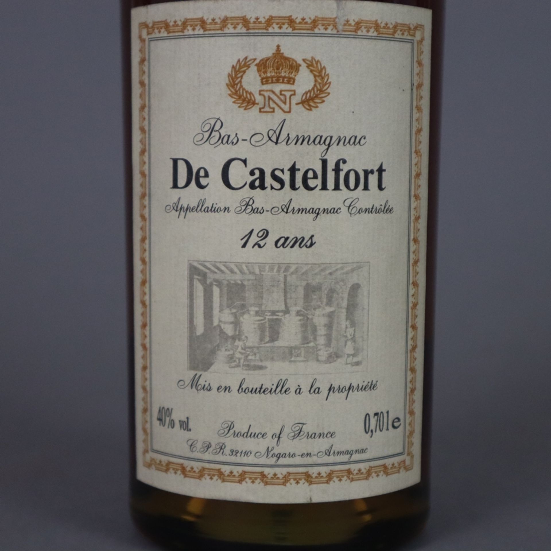 Armagnac - Bas-Armagnac De Castelfort, abgefüllt 1984 , France, 0,70 l., 40% - Bild 3 aus 4