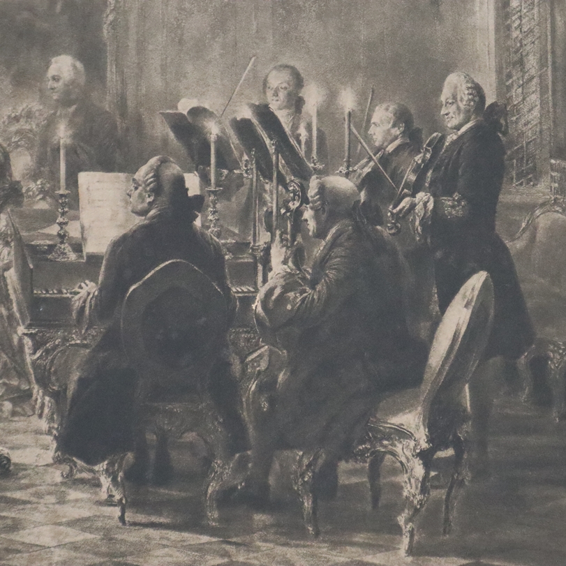 Menzel, Adolph von (1815 Breslau - 1905 Berlin, nach) - "Concert Friedrichs des Großen", Heliogravü - Image 6 of 8