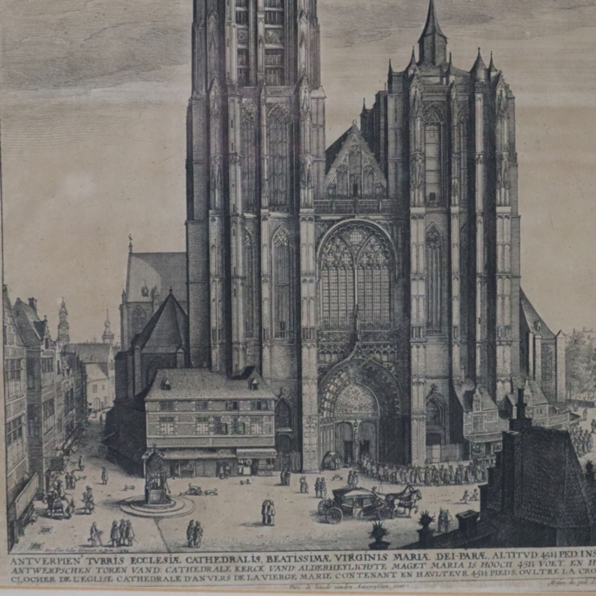 Hollar, Wenzel (1607 Prag - 1677 London) - Die Kathedrale von Antwerpen, Kupferstich, im Druck beze - Image 3 of 6