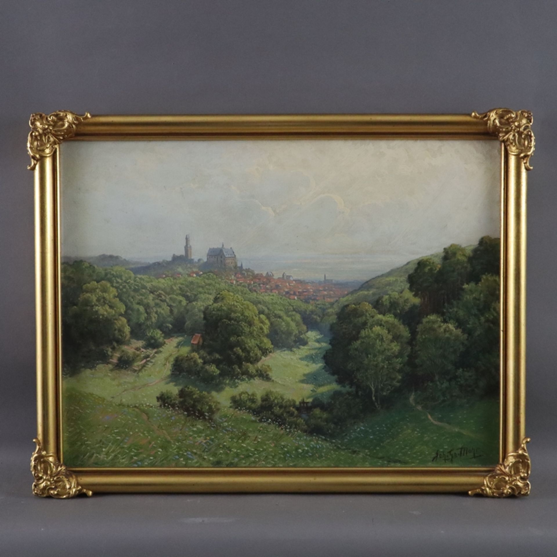 Mohr, Johann Georg (1864 -Frankfurt am Main- 1943) - Taunuslandschaft mit Blick auf Kronberg, Öl au - Bild 2 aus 10