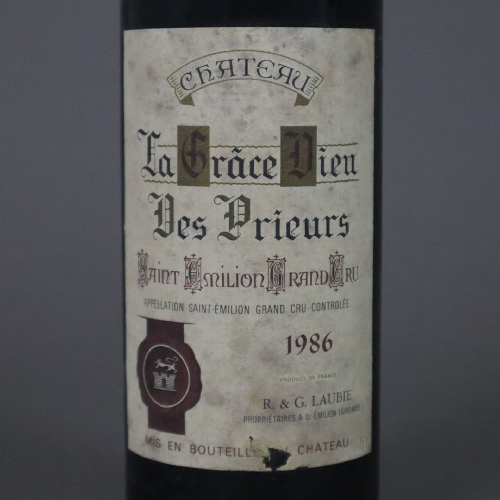 Weinkonvolut - 2 Flaschen, France, 1985 Château La Grâce Dieu des Prieurs, Saint-Èmilion Grand Cru/ - Bild 4 aus 8