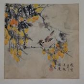 Chinesisches Rollbild -Sun, Guoqing (geb. 1956)- Vogel auf Zweig, Tusche und Farben auf Papier, bes
