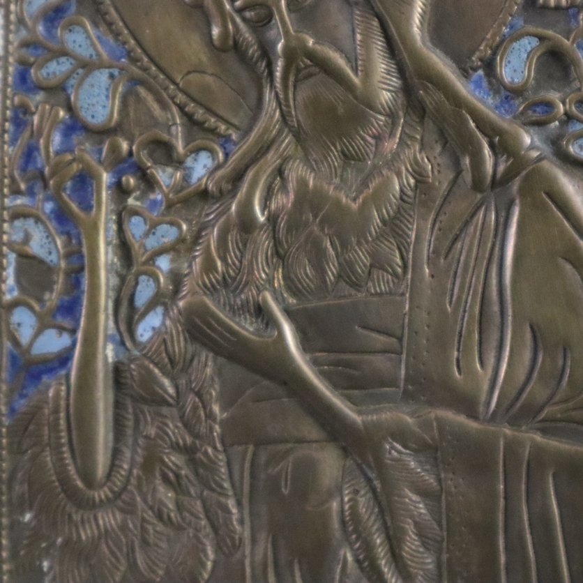 Zwei Reiseikonen - Russland, 19. Jh., Bronzelegierung, teils emailliert, 1x "Johannes der Täufer" r - Image 5 of 10