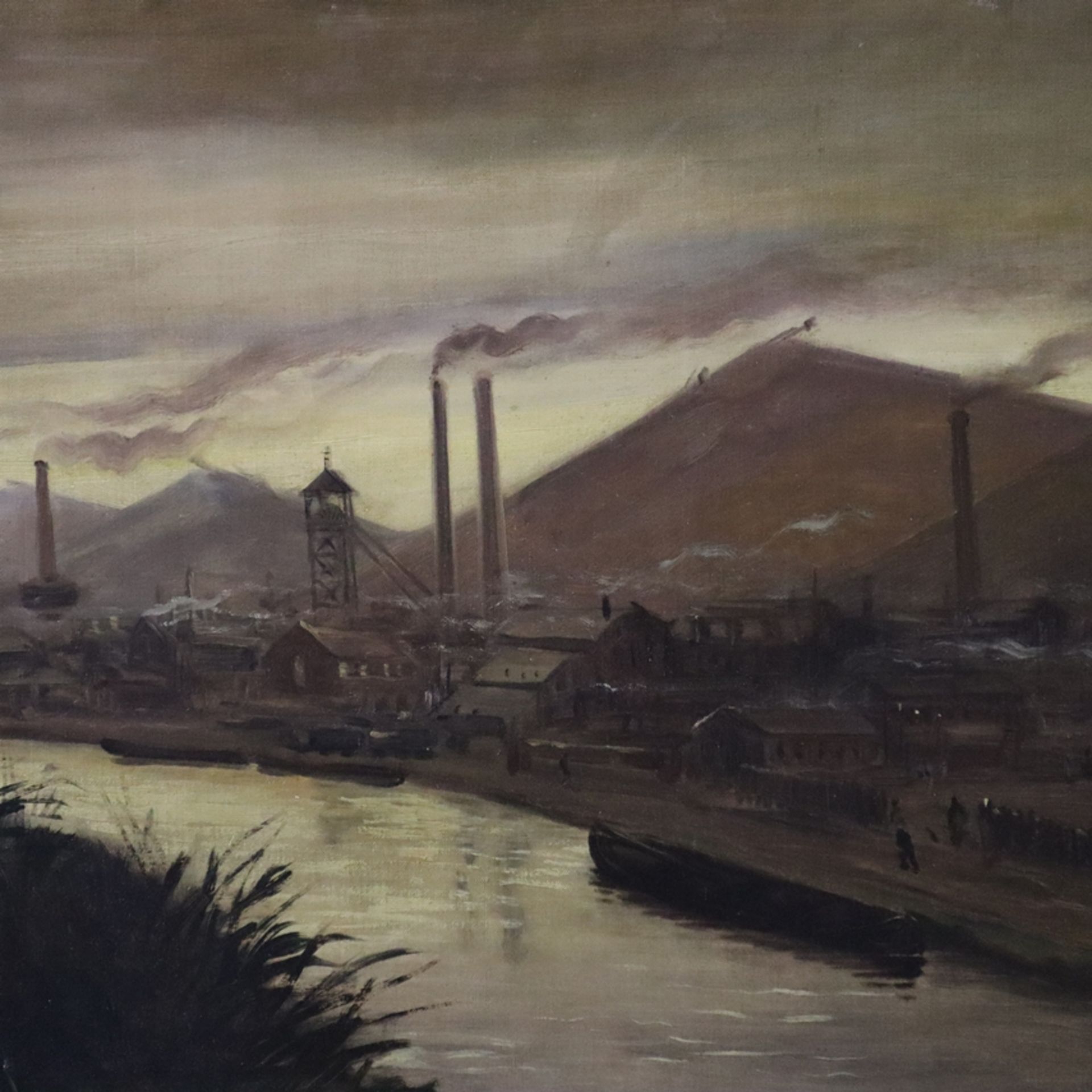 Unbekannte/r Künstler/in (20.Jh.) - Industrielandschaft, um 1920, Öl auf Leinwand, unten links unle - Image 3 of 15