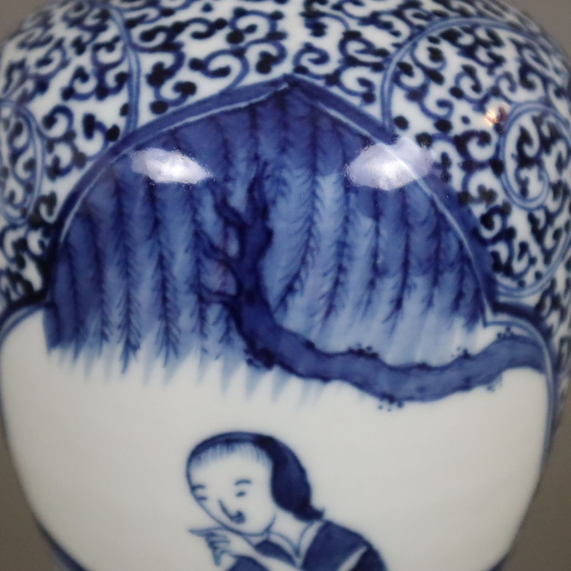Meiping-Vase - China 20.Jh., Porzellan, umlaufend in Unterglasurblau bemalt mit figürlich besetzten - Bild 5 aus 8