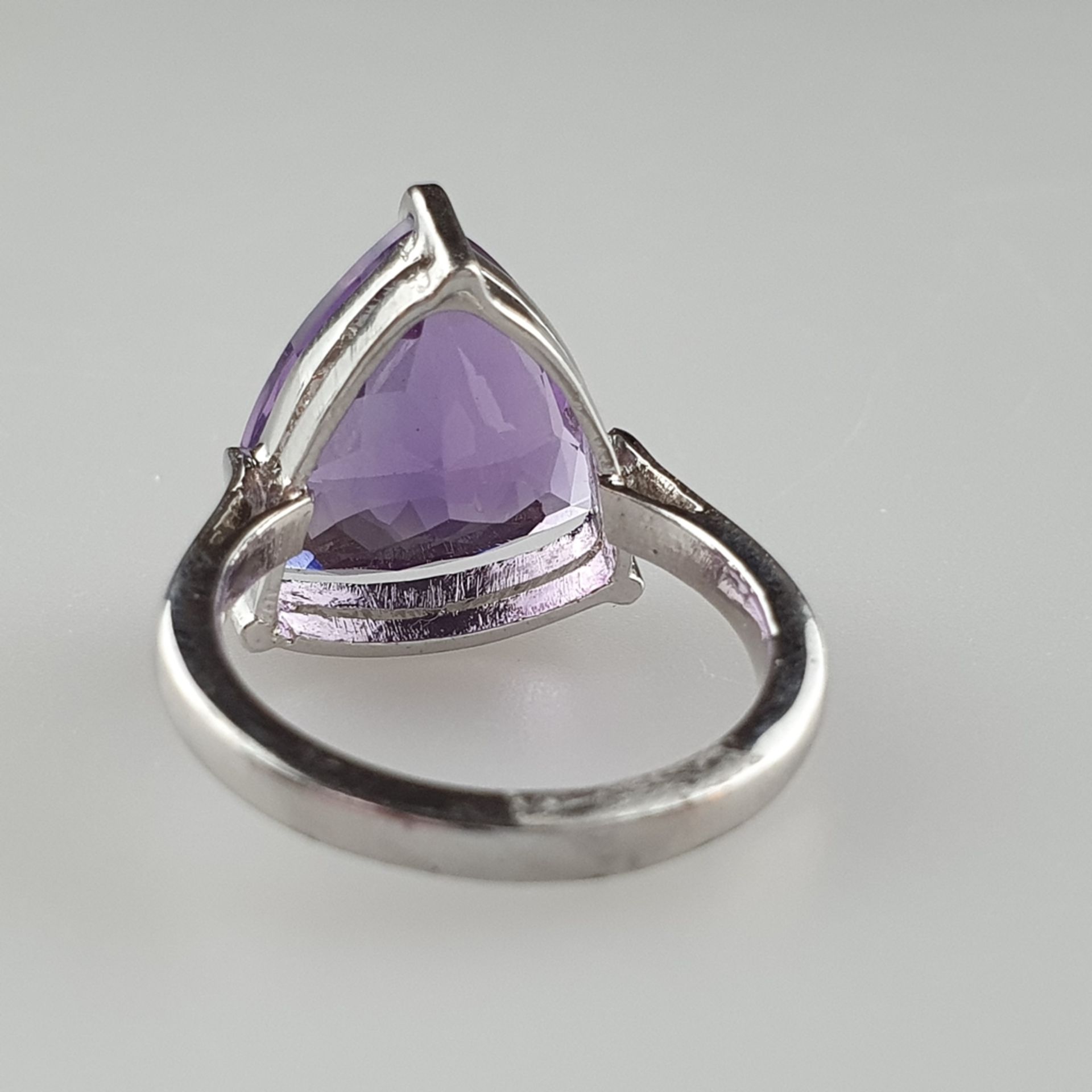 Amethystring - 925er Silber, Ringkopf besetzt mit facettiertem Amethyst, ca.10ct, Gewicht ca. 7,3g, - Bild 7 aus 8